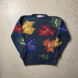Vintage Henry Grethel Hand Knit Leaf Men's L Artsy Sweater